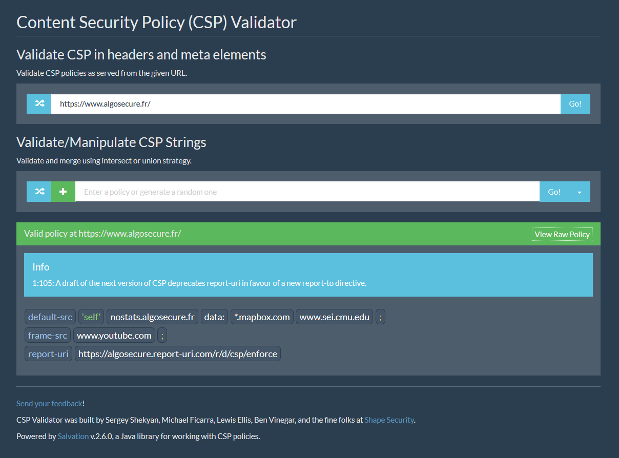Content-Security-Policy Validator